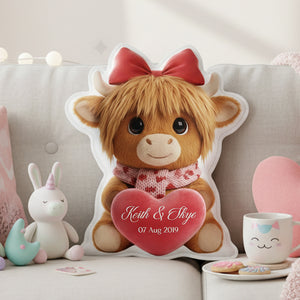 Highland Cow Valentine Custom Shaped Pillow - Personalized Gifts For Couple 03hyta161225-Homacus