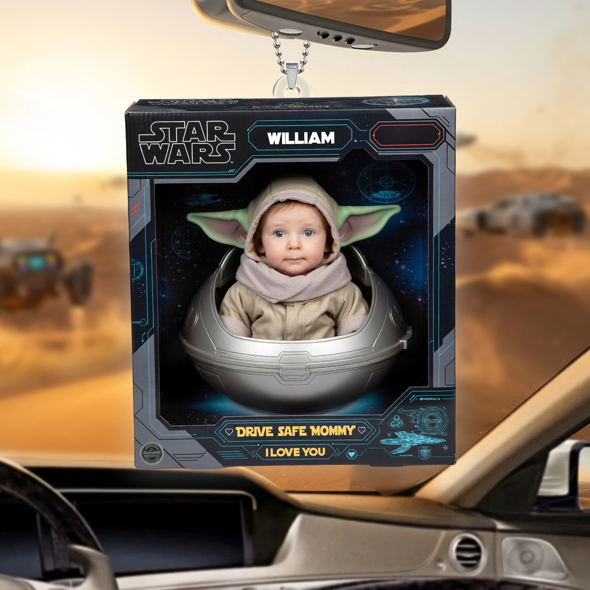 Baby Astronaut Car Ornament Custom Photo Drive Safe Mommy Gift 03NALU100426-Homacus