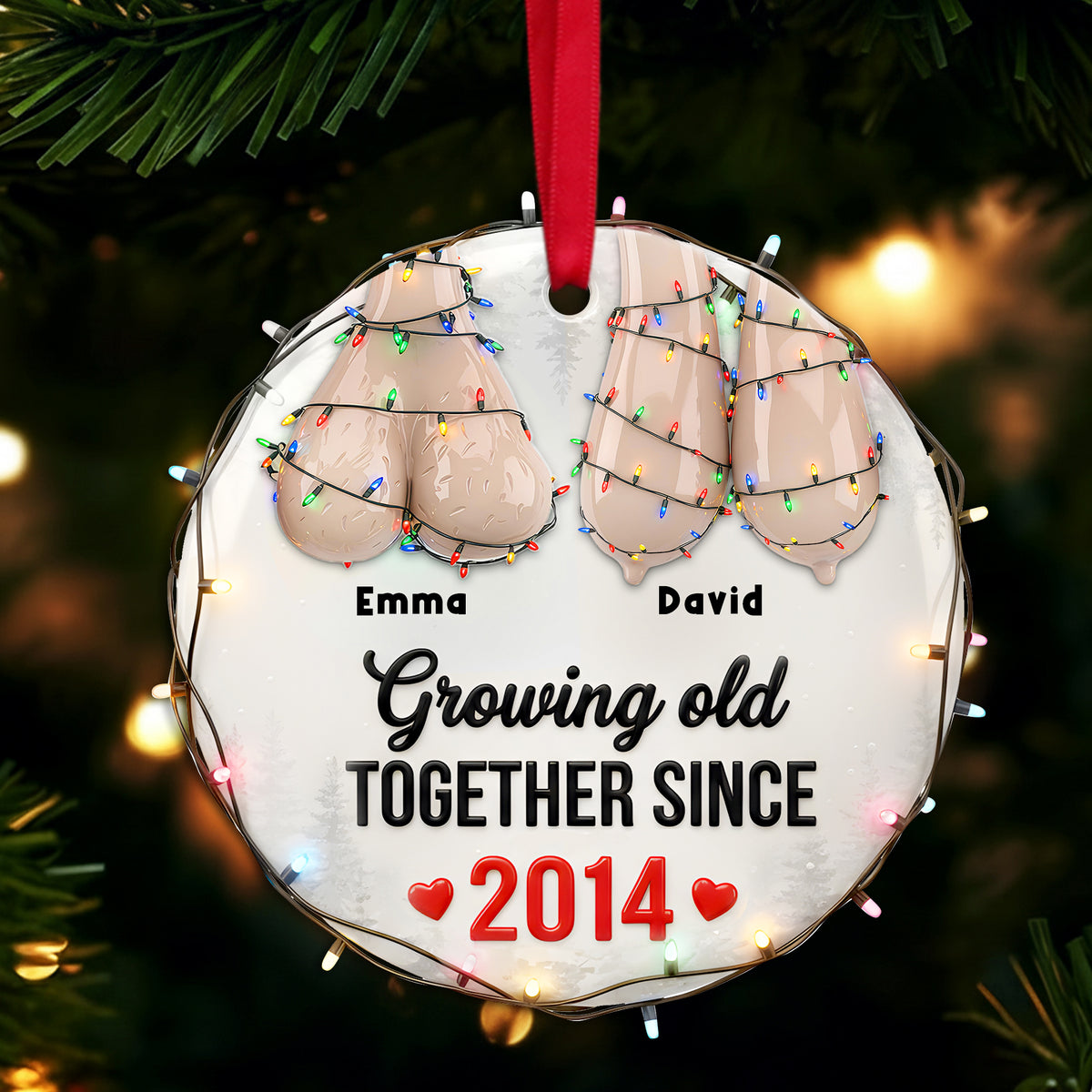 Funny Old Couple Ornament - Personalized Gift For Couple Christmas Ornament 01OHLU251025-Homacus