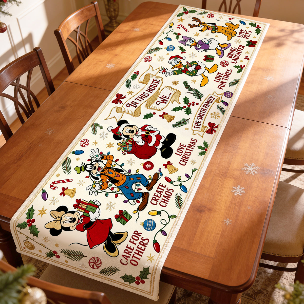 Festive Christmas Quilted Table Runner - Personalized Gift For Family 01todh200826