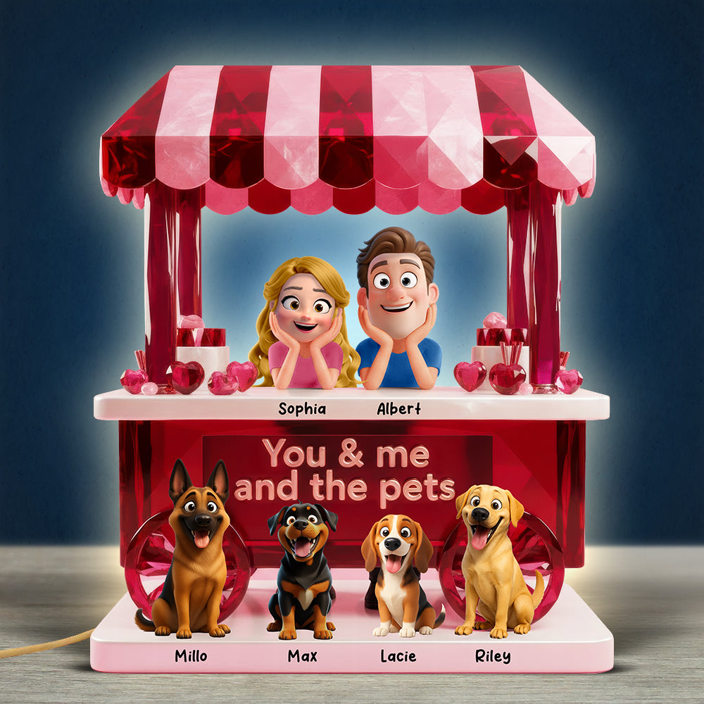 Couple’s Sweet Little Pet Gang Light Box - Personalized Gifts For Couples 02TOQN031225-Homacus