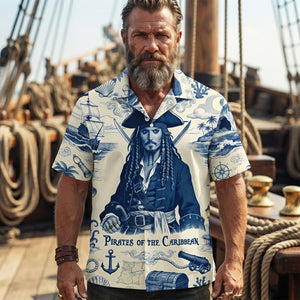 Ocean Voyager Toile De Jouy Hawaiian Shirt - Personalized Gifts 04pgdt160726-Homacus