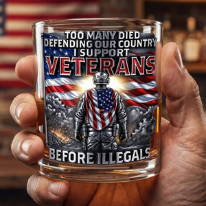 Veteran Pride Round Glass - Personalized Gifts For Veterans 03OHQN050326-Homacus