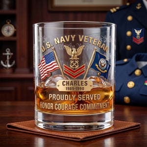 The Veteran's Reward Round Glass - Personalized Gifts For Veteran 04QHQN160626