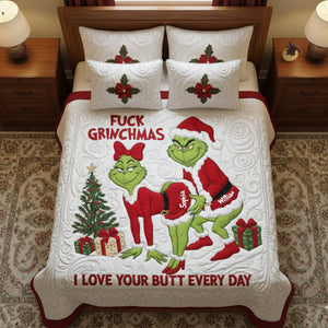 Cheeky Green Couple Quilt Bedding Set - Personalized Gift For Couples 02TGLU271125-Homacus