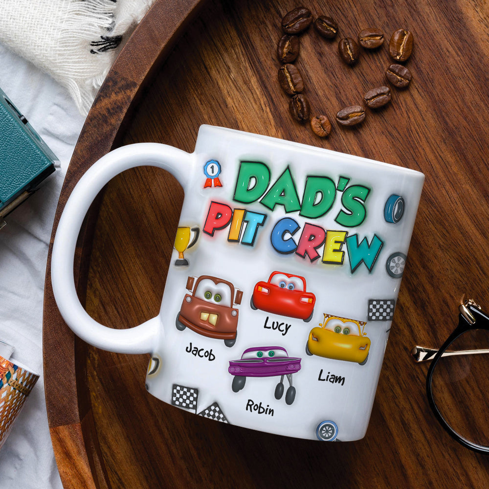 Personalized Gifts For Dad 3D Inflated Mug, Dad's Pit Crew 01kapu210824 LMQN-Homacus