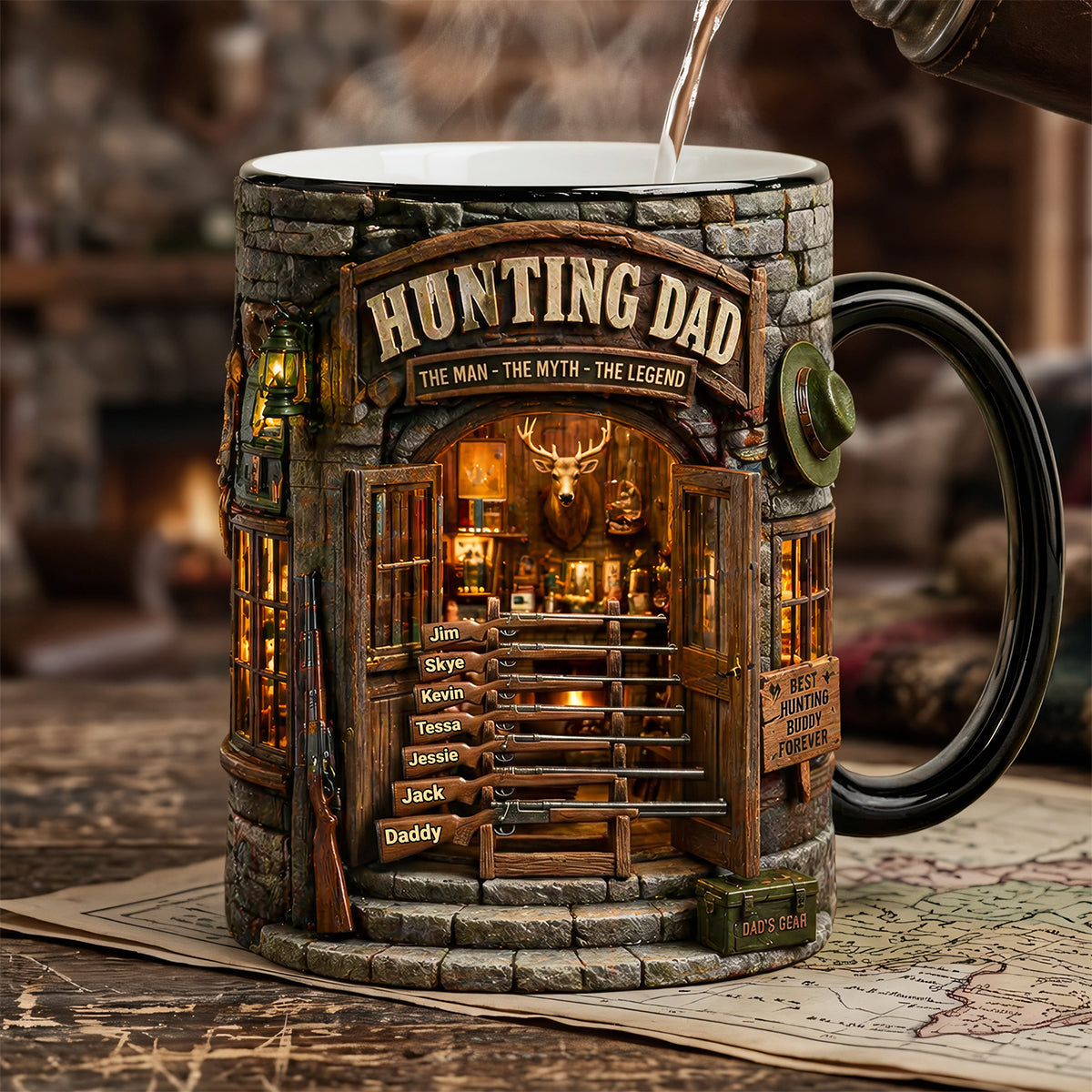 Dad Hunting Cabin Magic Mug - Personalized Gifts For Hunting Dads 01QHTA280426-Homacus