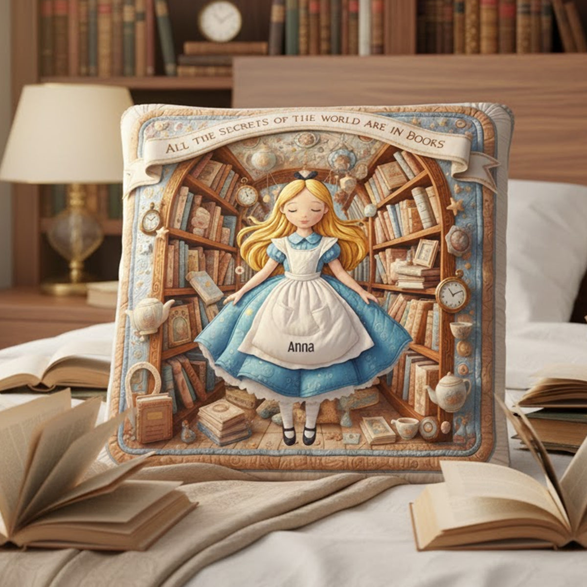 Fantasy Library Square Pillow - Personalized Gifts For Book Lovers 04patn031225-Homacus