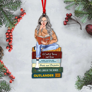 Girl Reading Book - Custom Book Titles, Personalized Acrylic Ornament bao0811-Homacus