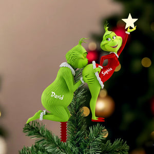 Cheeky Kisses Couple Christmas Tree Topper - Personalized Gift For Couples 04OHLU191125-Homacus