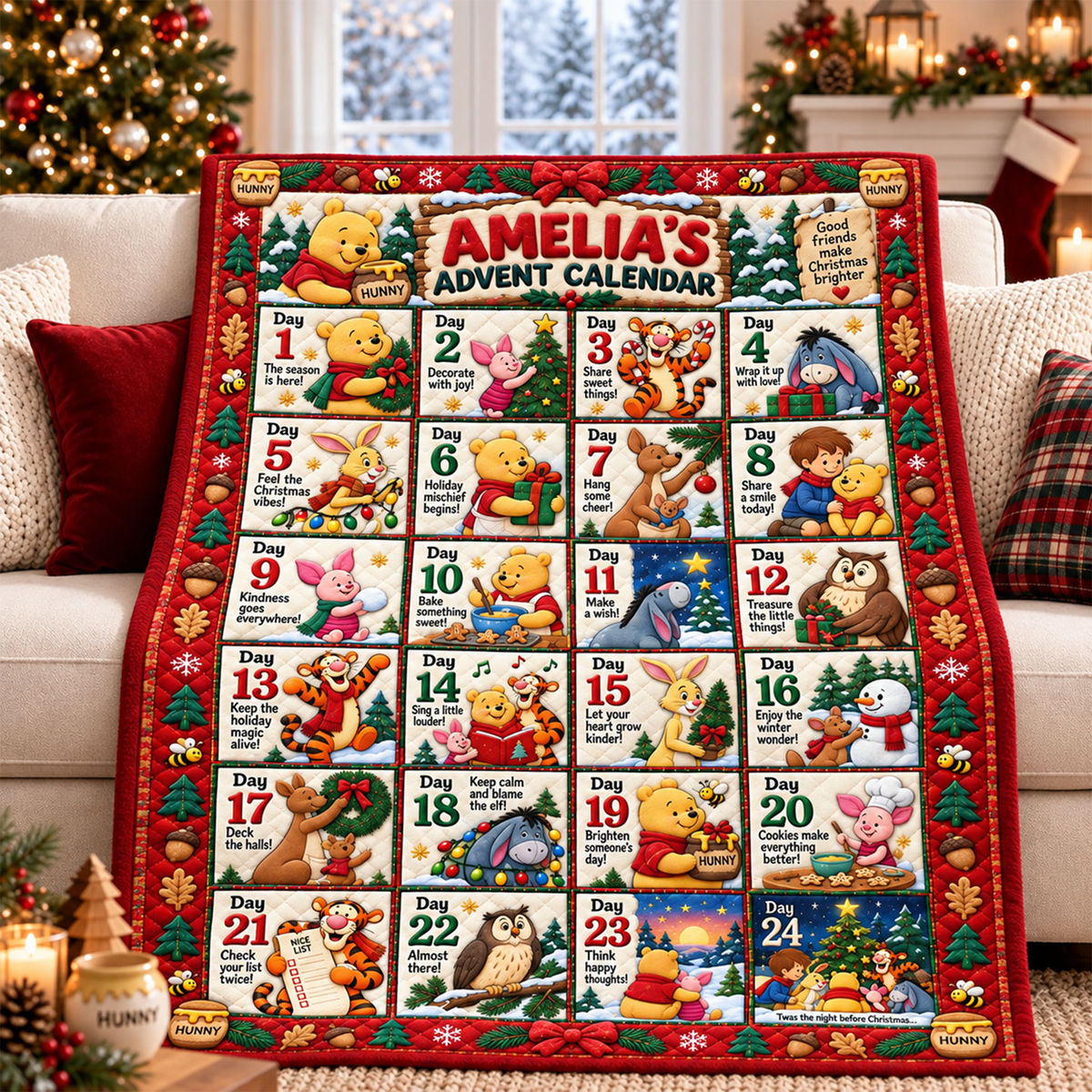 Lovely Advent Calendar Blanket - Personalized Christmas Gifts 01paqn091026-Homacus