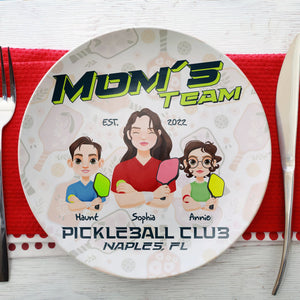 Personalized Gift For Pickleball Mom Ceramic Round Plate- Mom's Team 01XQLU200325PA-Homacus