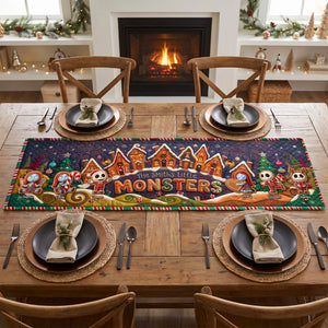Little Monsters Gingerbread Quilted Table Runner Personalized Christmas Gifts 03PAQN270826