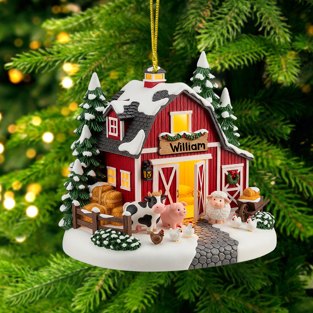 Red Barn Miniature House Acrylic Ornament Personalized Gifts For Farmer 06pgtn090825-Homacus