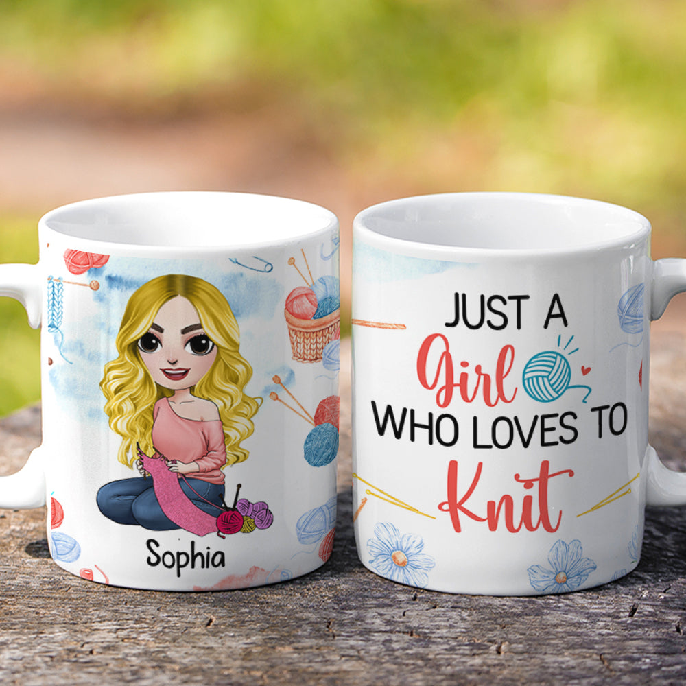Personalized Gifts For Knitter Coffee Mug 04hudc290724hh Beautiful Girl Knitting At Home-Homacus