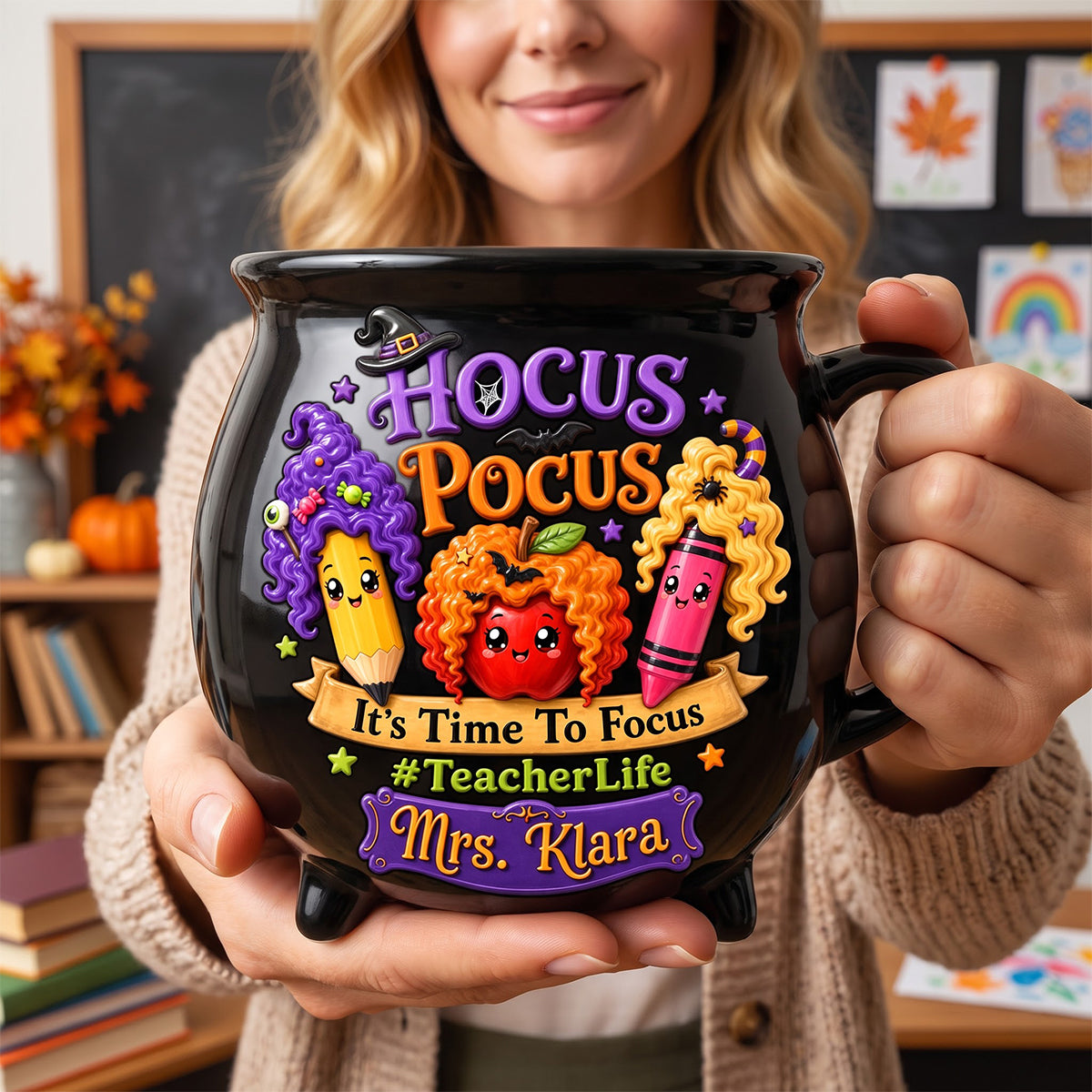 Teacher Life Halloween Cauldron Mug - Personalized Gifts For Teacher 03HUDH290826-Homacus