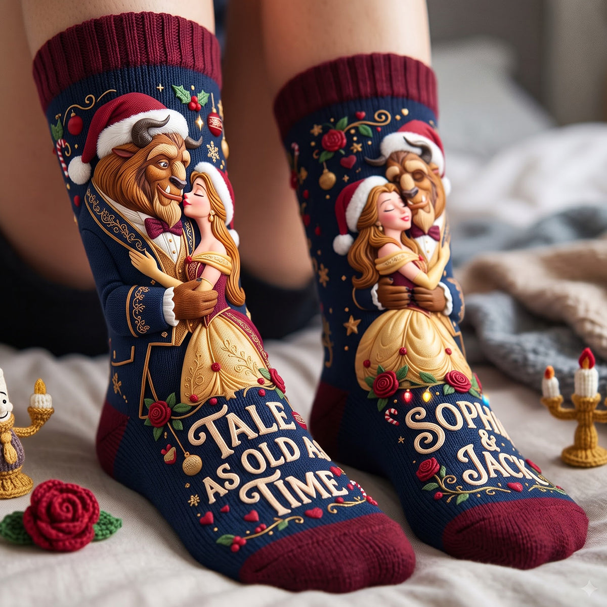 Fairytale Couple Middle Tube Socks - Personalized Gifts For Couples 01TYTA170926-Homacus