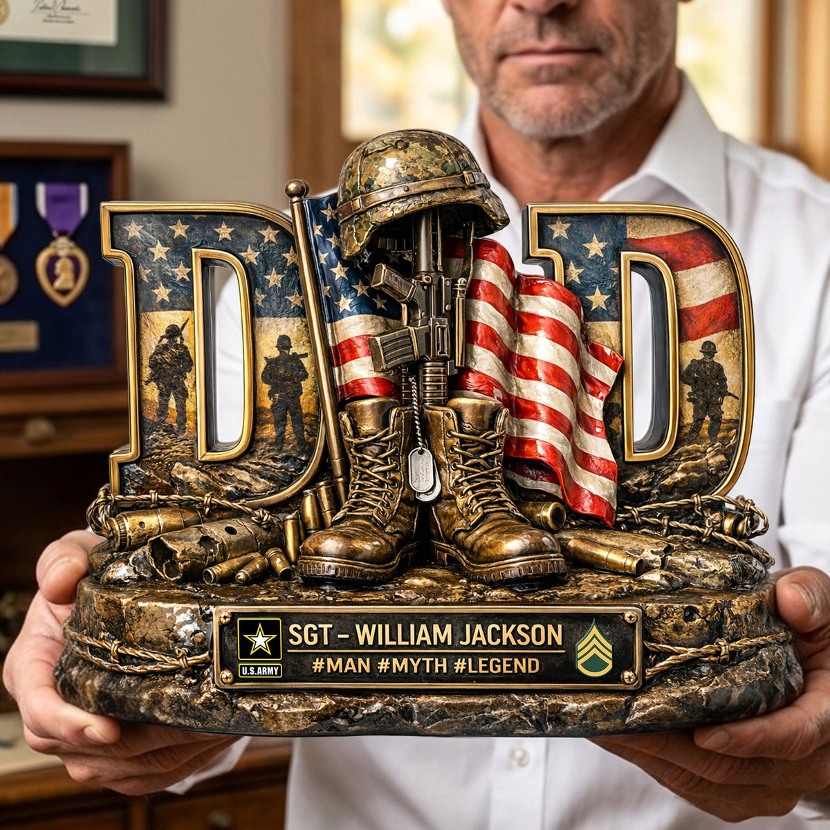Proud Veteran Dad Acrylic Plaque - Personalized Gifts For Dad 01TYLU090326-Homacus