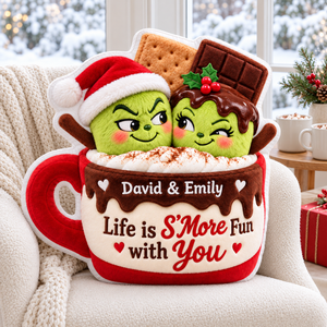 Lovely Mischief Marshmallow Couple Life is S'More Fun with You Custom Shaped Pillow - Personalized Christmas Gifts For Couples 04toqn211026-Homacus