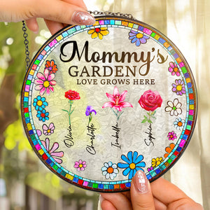 Personalized Gifts For Mom Stained Glass Mommy's Garden Love Grows Here 02ACDT220325-Homacus