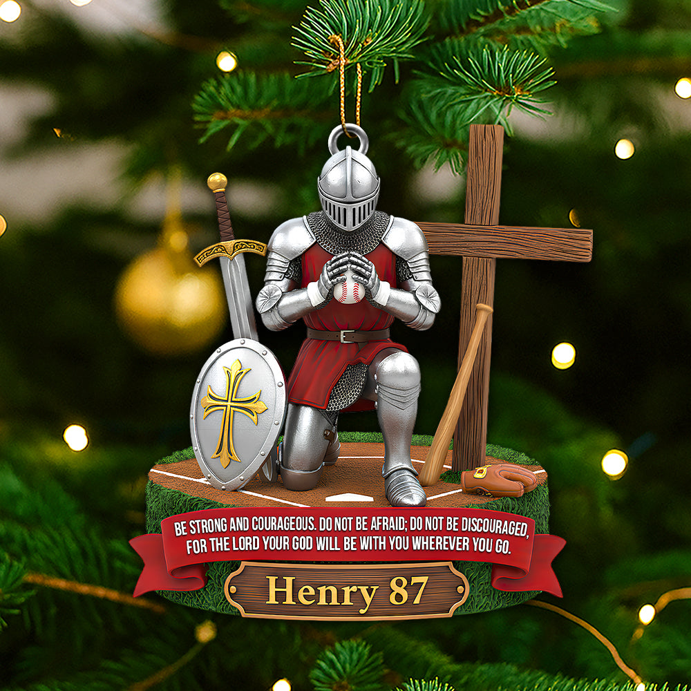 Faith, Strength & Game – Personalized Knight Baseball Ornament 03HUDT111025-Homacus