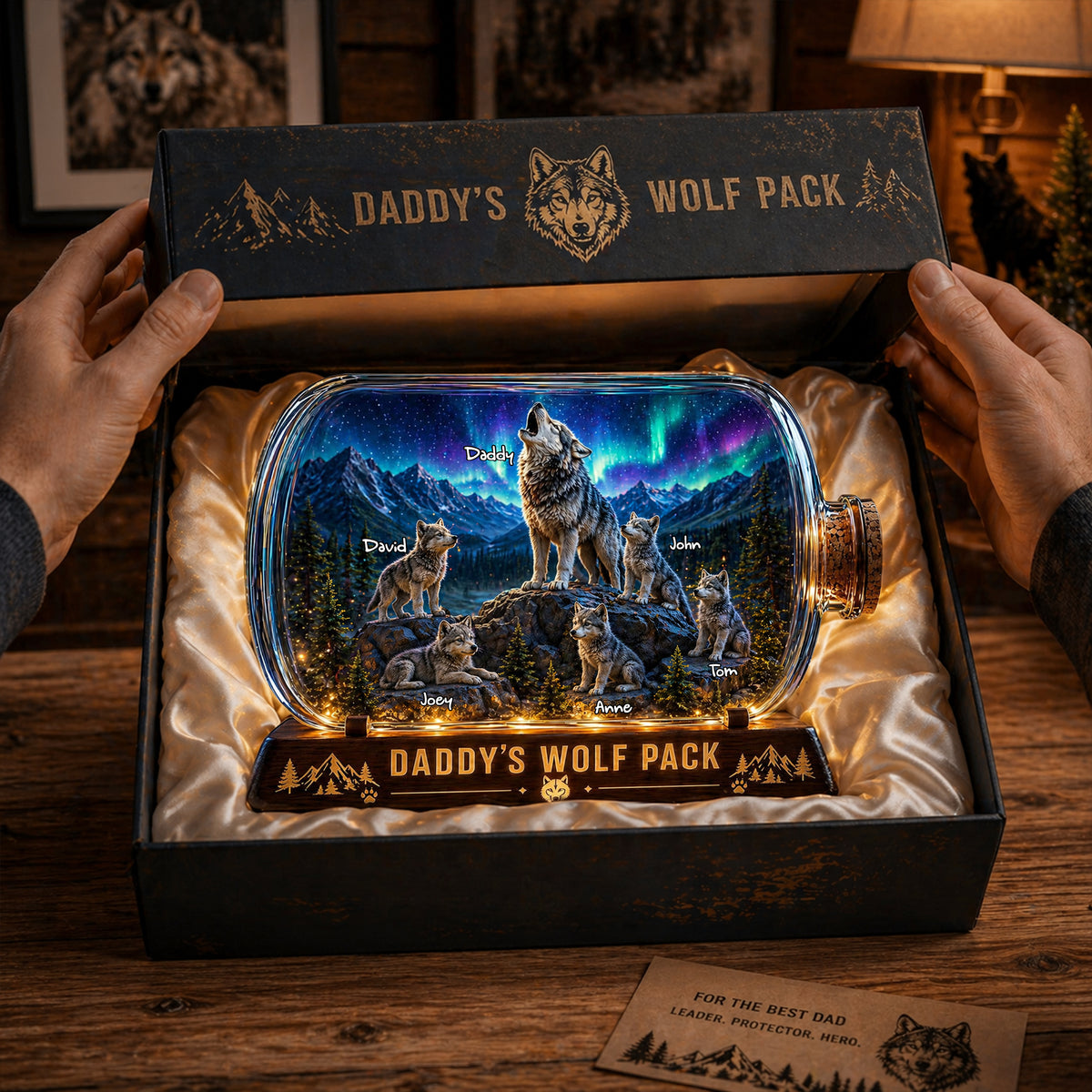 Wolf Dad and Kids Acrylic Plaque - Personalized Gifts For Dad 04tolu280426-Homacus