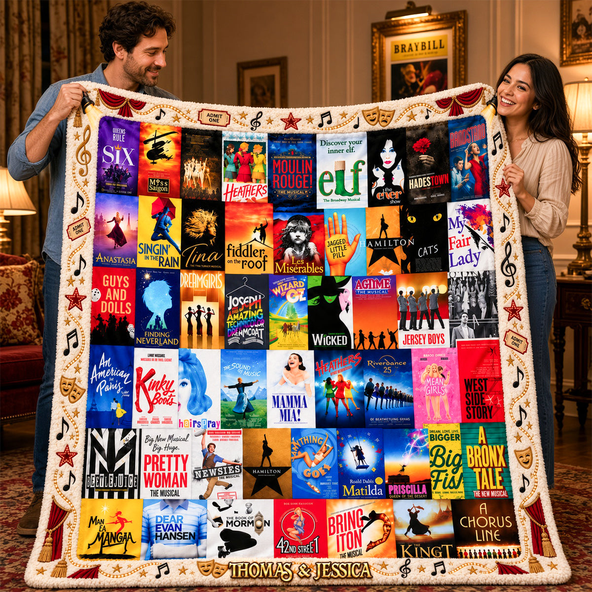 Musical Theater Blanket - Personalized Gifts 06nadh061026-Homacus