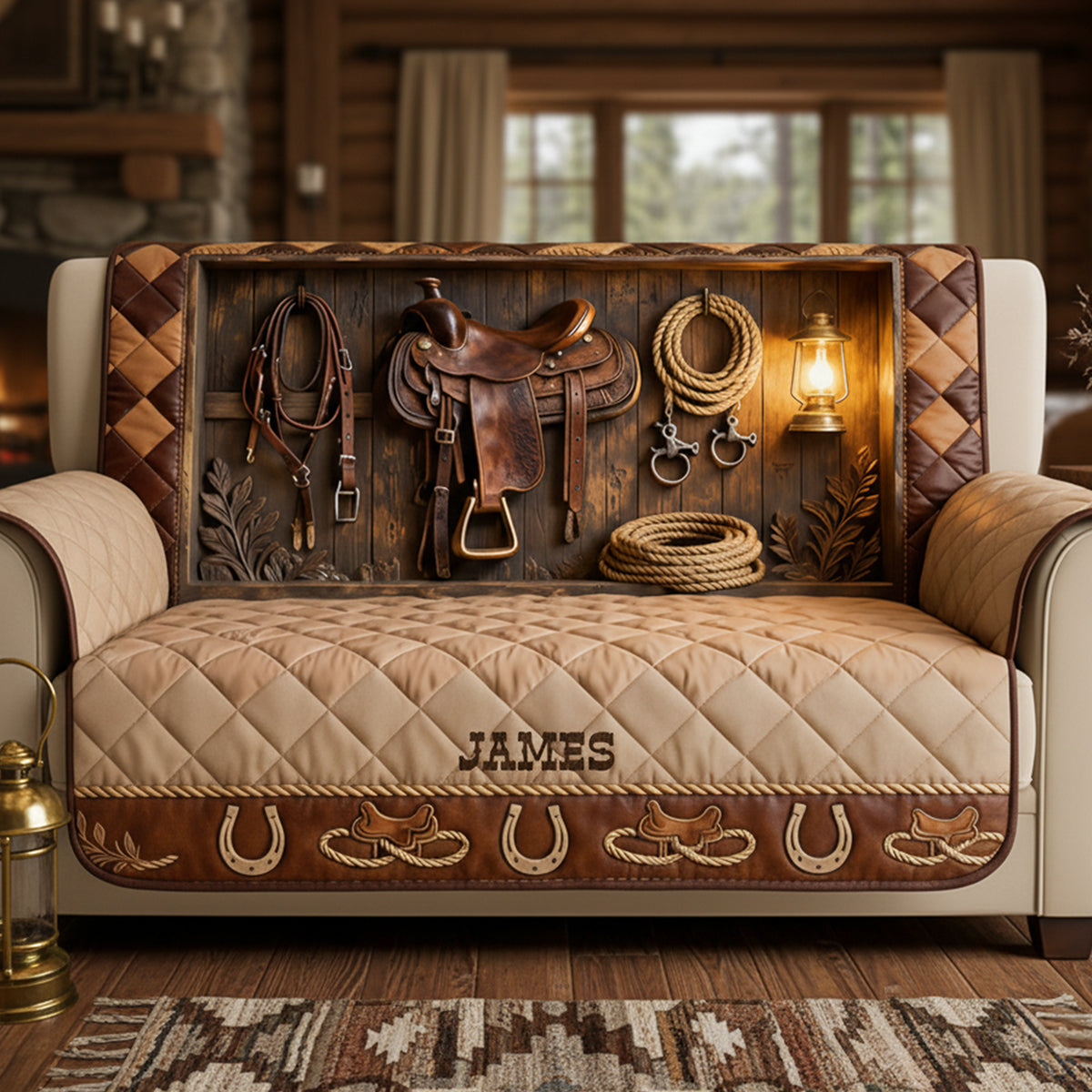 Horse Workshop Sofa Cover - Personalized Gifts For Horse Lover Quilted Sofa Cover 04KITA280126-Homacus