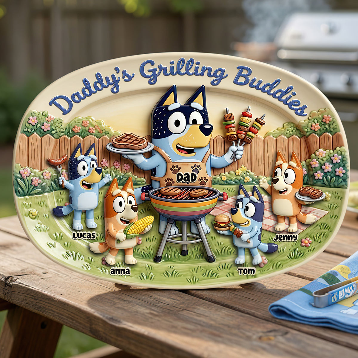 Daddy's Grilling Buddies Plate - Personalized Gifts For Dad 01nadt130526-Homacus