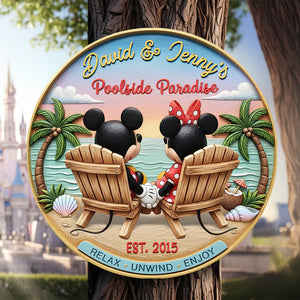 Poolside Paradise Couple Wood Sign - Personalized Anniversary Gifts For Couples 04NAQN060625-Homacus