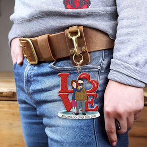 LOVE Burger Couple Keychain - Personalized Gifts 02OHMH070225HG-Homacus