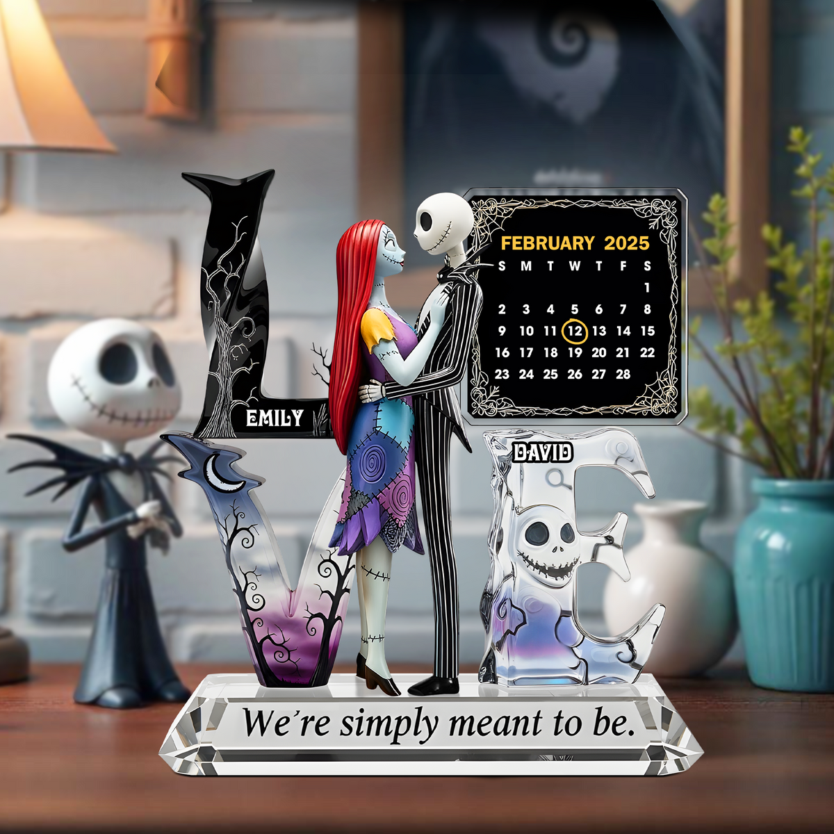 Romantic Skull Couple Acrylic Plaque Personalized Anniversary Gifts 06topu260625-Homacus