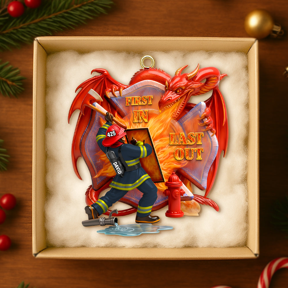 Firefighting With Dragon Acrylic Ornament - Personalized Gifts For Firefighter 04QHTN101125-Homacus
