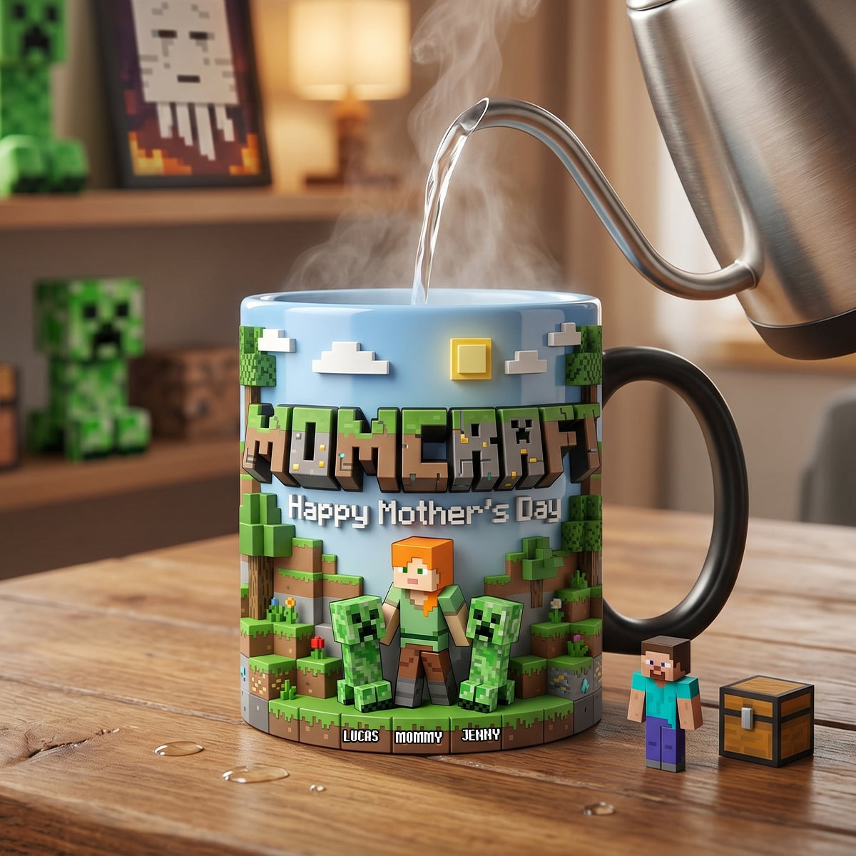 Pixel Mom & Mini Crew Magic Mug - Personalized Gifts For Mothers 01natn110426-Homacus