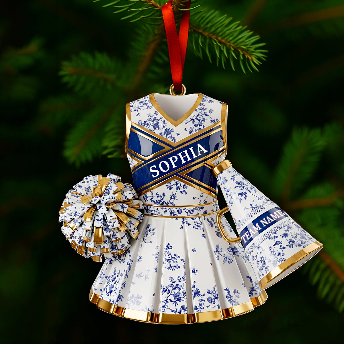 Cheerleading Toile de Jouy Ornament Personalized Gifts For Cheerleader Christmas Ornament 05PGLU281025-Homacus