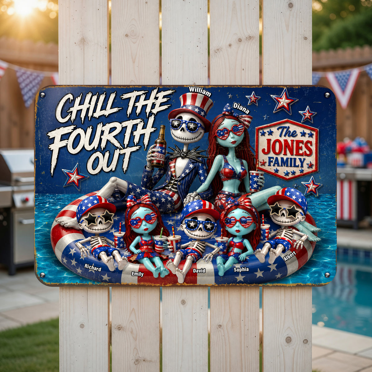 Fun Patriotic Family Pool Sign - Personalized Decor For Family's Pool 01QHQN030626-Homacus