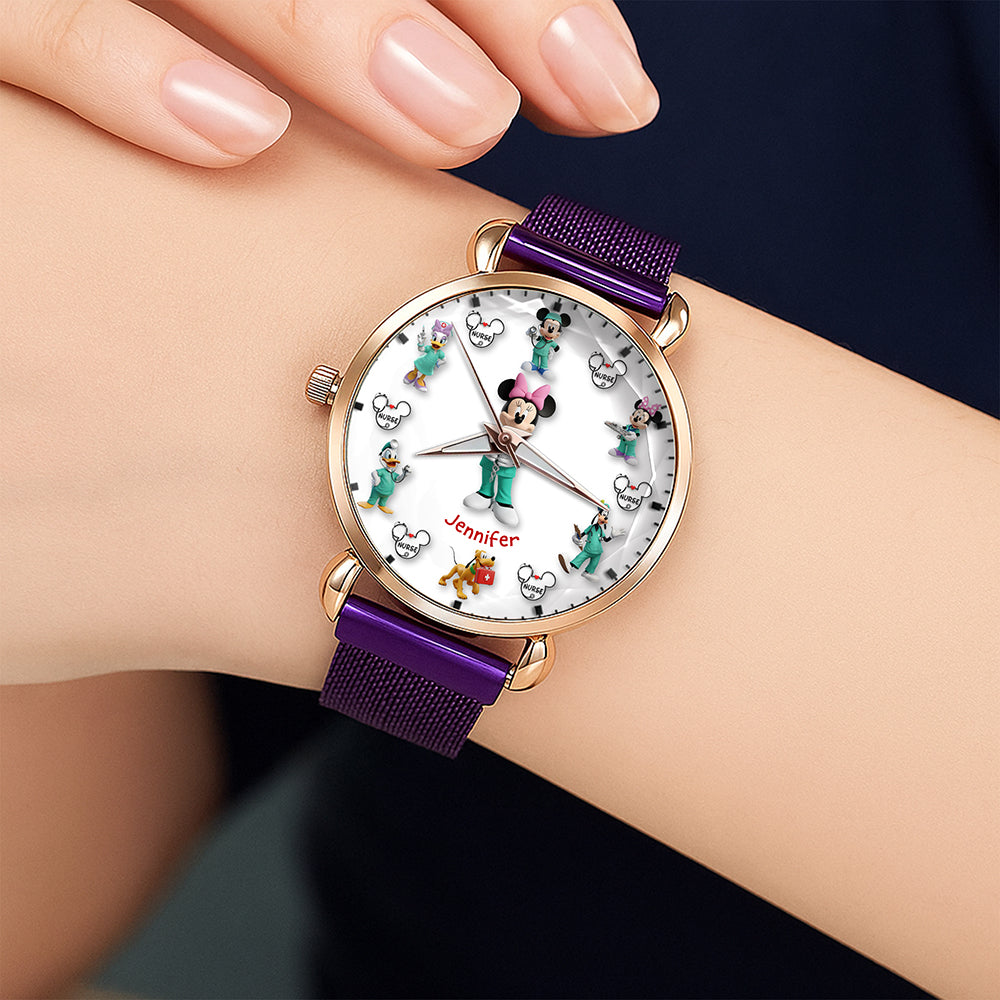 Cartoon Character Mesh Strap Quartz Watch – Personalized Gifts for Nurse 01naqn170725-Homacus