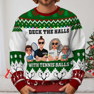 Personalized Gifts For Family Love Tennis, Christmas Ugly Sweater 03TOLU241024PA-Homacus