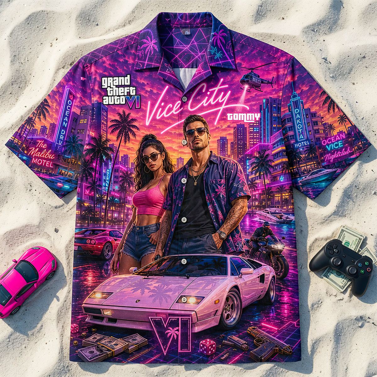 Neon Beach City Hawaiian Shirt - Personalized Gifts 02nadt010726-Homacus