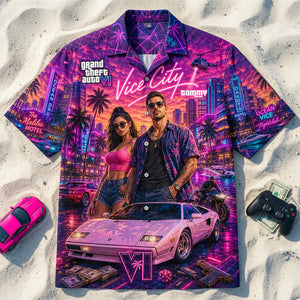 Neon Beach City Hawaiian Shirt - Personalized Gifts 02nadt010726-Homacus