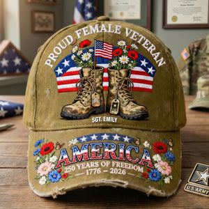 Proud American Female Veteran Classic Cap - Personalized Gifts For Veterans 04qhqn130226-Homacus