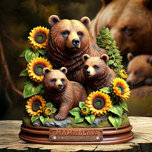 Personalized Gifts For Mom Wood Sign, Mama Bear & Her Cute Cubs 03qhqn010425-Homacus