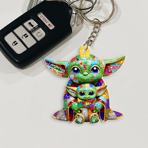 Personalized Gifts For Autism Awareness Mom Keychain Galaxy Character-Homacus