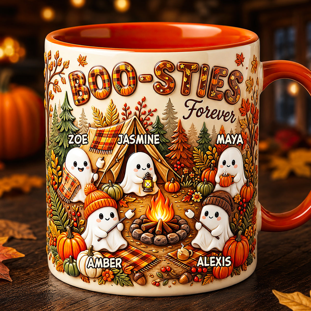 Boo-Sties Forever Fall Camping Coffee Mug - Personalized Gift For Besties 01TODT190826-Homacus