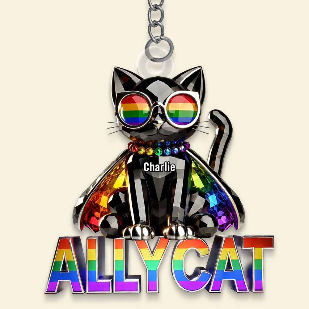 Ally Cat Keychain Personalized Gifts For LGBT+ Pride 08TGDT280525-Homacus