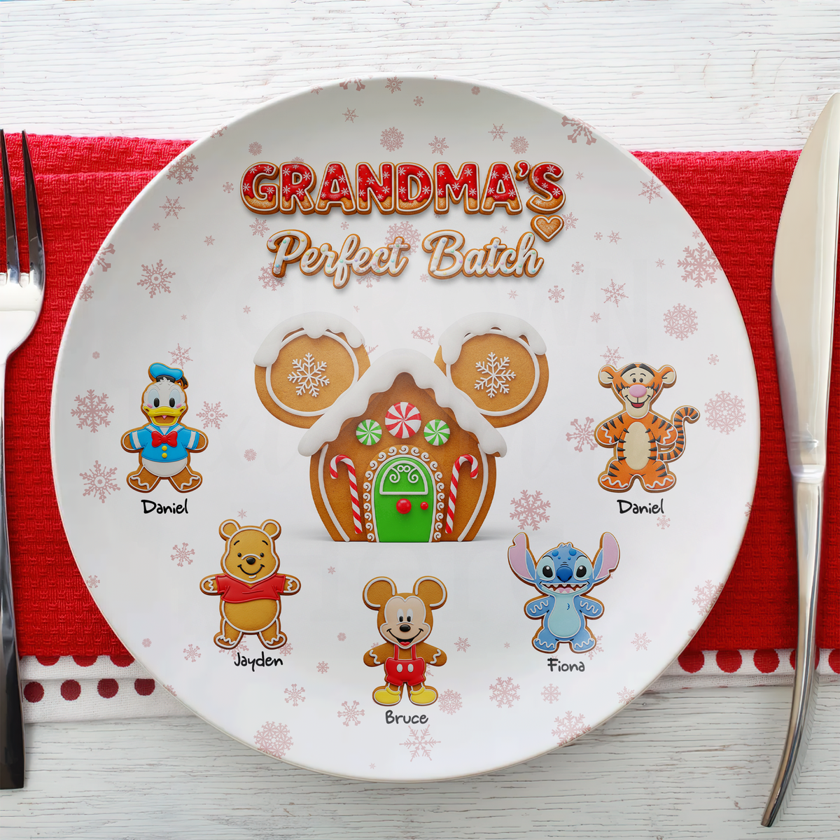 Gingerbread House Holiday Round Plate - Personalized Christmas Gift For Grandma 02NALU180825-Homacus