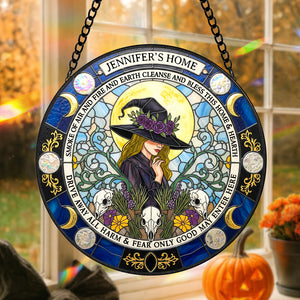 Blessings Witch House Stained Glass Suncatcher, Personalized Gifts For Witch Lovers 01qhtn080825-Homacus