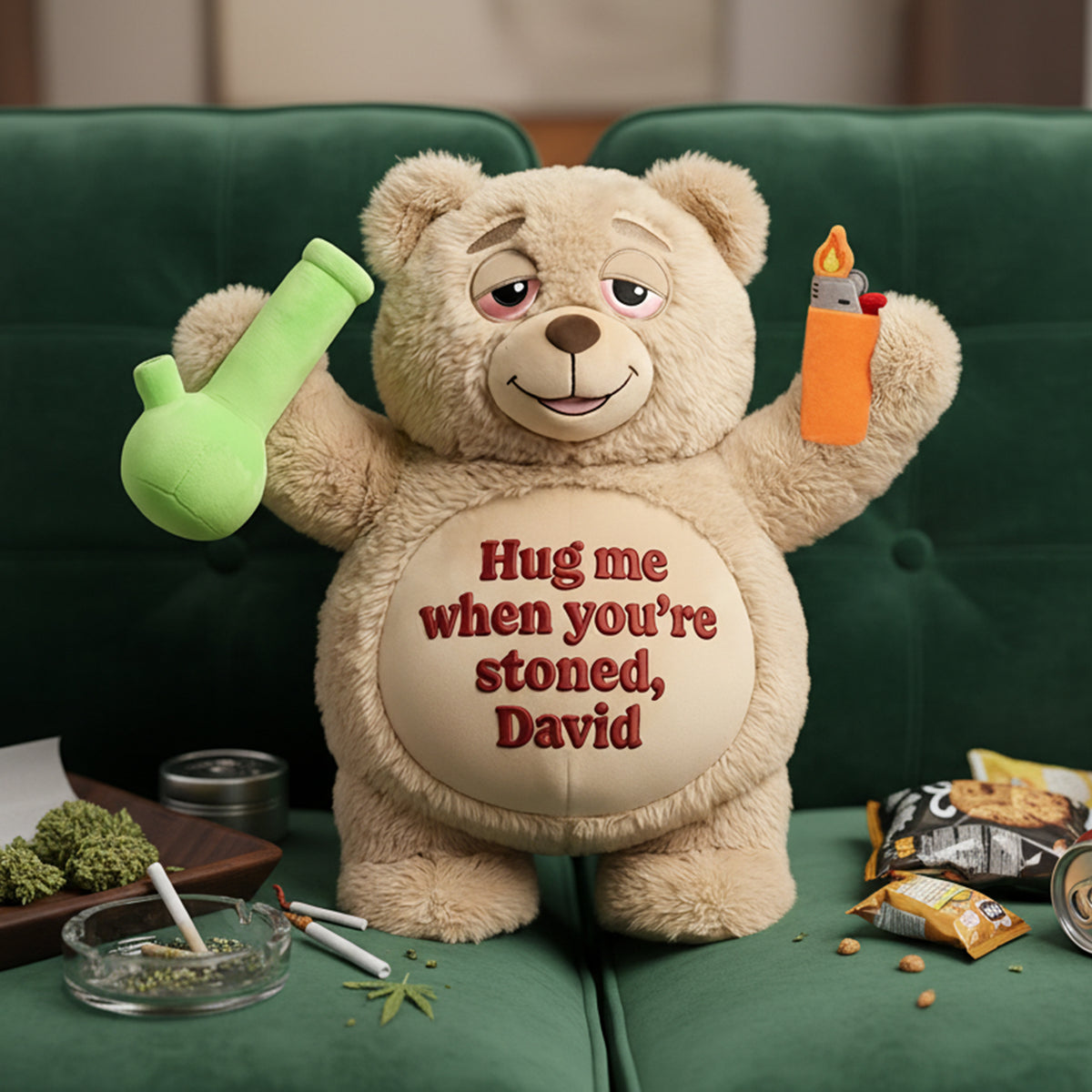 Chill Vibes Teddy Bear Pillow - Personalized Gift For Stoners 02TOLU101225-Homacus
