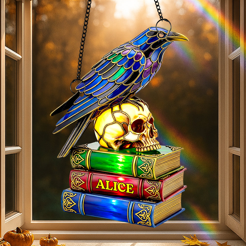Raven & Skull Suncatcher Ornament Personalized Gifts For Book Lovers 01NADT140825-Homacus