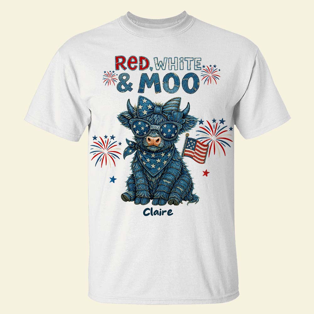 Highland Cow Freedom Shirt - Personalized Gifts For 4th Of July 04NADT190625-Homacus